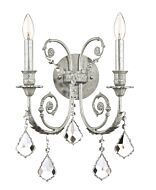 Crystorama Regis 2 Light 15 Inch Wall Sconce in Olde Silver with Clear Spectra Crystals