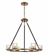 Kalco Library 6 Light Transitional Chandelier in Library Brass
