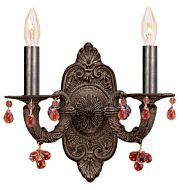 Crystorama Paris Market 2 Light 10 Inch Wall Sconce in Venetian Bronze with Murano Crystals