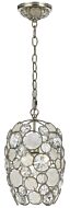 Crystorama Palla 14 Inch Mini Chandelier in Antique Silver with Natural White Capiz Shell + Hand Cut Crystal Crystals