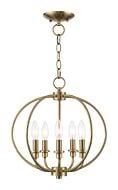 Milania 5-Light Mini Chandelier with Ceiling Mount in Antique Brass