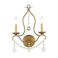 Chesterfield 2-Light Wall Sconce in Hand Applied Antique Gold Leaf