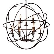 CWI Lighting Arza 9 Light Up Chandelier with Brown finish