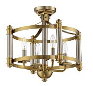 Craftmade Stanza 4 Light Ceiling Light in Brushed Polished Nickel with Satin Brass
