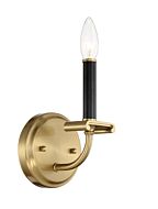 Stanza 1-Light Wall Sconce in Flat Black with Satin Brass