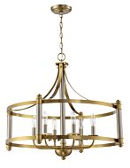 Craftmade Stanza 6 Light Pendant Light in Brushed Polished Nickel with Satin Brass