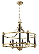 Stanza 6-Light Pendant in Flat Black with Satin Brass