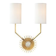 Hudson Valley Borland 2 Light 18 Inch Wall Sconce in Aged Brass