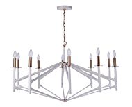 The Reserve 10-Light Chandelier in Matte White with Satin Brass
