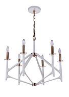 The Reserve 6-Light Chandelier in Matte White with Satin Brass
