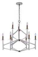 Craftmade The Reserve 9-Light Chandelier in Matte White with Satin Brass