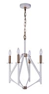The Reserve 4-Light Foyer Pendant in Matte White with Satin Brass