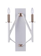 The Reserve 2-Light Wall Sconce in Matte White with Satin Brass