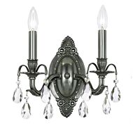 Crystorama Dawson 2 Light 10 Inch Wall Sconce in Pewter with Clear Hand Cut Crystals