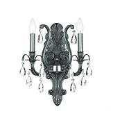 Crystorama Dawson 2 Light 16 Inch Wall Sconce in Pewter with Clear Hand Cut Crystals