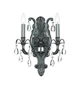 Crystorama Dawson 2 Light 16 Inch Wall Sconce in Pewter with Clear Swarovski Strass Crystals