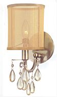 Crystorama Hampton 13 Inch Wall Sconce in Antique Brass with Etruscan Teardrop Almond Crystals