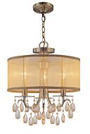 Crystorama Hampton 3 Light 17 Inch Mini Chandelier in Antique Brass with Etruscan Teardrop Almond Crystals
