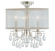 Crystorama Hampton 3 Light 14 Inch Ceiling Light in Polished Chrome with Clear Teardrop Almond Crystals