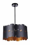 Craftmade Sabrina 1-Light Convertible Semi Flush in Flat Black with Gold Luster