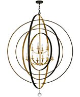 Crystorama Luna 12 Light 70 Inch Industrial Chandelier in English Bronze And Antique Gold