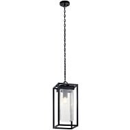 Mercer 1-Light Outdoor Pendant in Black with Silver Highlights