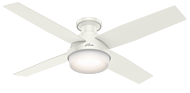Hunter Dempsey 2 Light 52 Inch LED Indoor Flush Mount Ceiling Fan in Fresh White