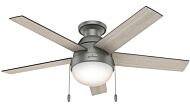 Hunter Anslee 2 Light 46 Inch Flush Mount Ceiling Fan in Matte Silver