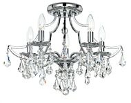 Crystorama Cedar 5 Light 19 Inch Ceiling Light in Polished Chrome with Clear Hand Cut Crystals