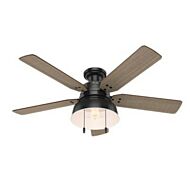 Hunter Mill Valley 52 Inch Indoor/Outdoor Flush Mount Ceiling Fan in Matte Black