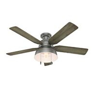 Hunter Mill Valley 52 Inch Indoor/Outdoor Flush Mount Ceiling Fan in Matte Silver