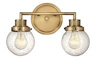 Hinkley Poppy 2-Light Bathroom Vanity Light In Heritage Brass