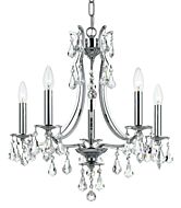 Crystorama Cedar 5 Light 21 Inch Mini Chandelier in Polished Chrome with Clear Hand Cut Crystals