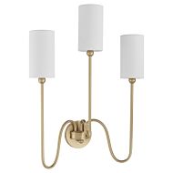 Charlotte 3-Light Wall Mount in Aged Brass