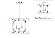 Savoy House Rotterdam by Brian Thomas 4 Light Convertible Semi Flush or Pendant in Polished Nickel