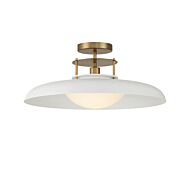 Savoy House Gavin 1 Light Ceiling Light in White with Warm Brass Accents
