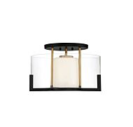 Savoy House Eaton 1 Light Ceiling Light in Matte Black with Warm Brass Accents