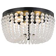 Crystorama Rylee 3 Light 13 Inch Ceiling Light in Matte Black with Frosted Glass Beads Crystals