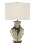 Muscadine 1-Light Table Lamp in Cream with Brown with Antique Brass