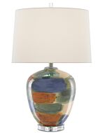 Rainbow 1-Light Table Lamp in Blue with Green with Sand/Rust/Clear
