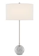 Villette 1-Light Table Lamp in Gray & White Veined Marble with Polished Nickel