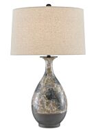 Frangipani 1-Light Table Lamp in Cream with Blue with Brown