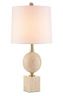 Adorno 1-Light Table Lamp in Natural with Beige with Antique Brass