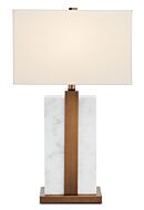 Catriona 1-Light Table Lamp in White Marble with Antique Brass
