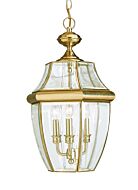 Sea Gull Lancaster 3 Light Outdoor Hanging Light in Polished Brass