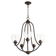Quorum Barkley 5 Light 27 Inch Transitional Chandelier in Oiled Bronze with