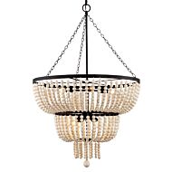 Crystorama Rylee 8 Light 37 Inch Chandelier in Forged Bronze with Wood Beads Crystals