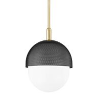 Nyack 1-Light Pendant in Aged Brass with Black