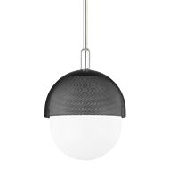 Nyack 1-Light Pendant in Polished Nickel with Black