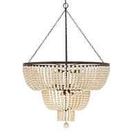 Crystorama Rylee 12 Light 46 Inch Chandelier in Forged Bronze with Wood Beads Crystals
